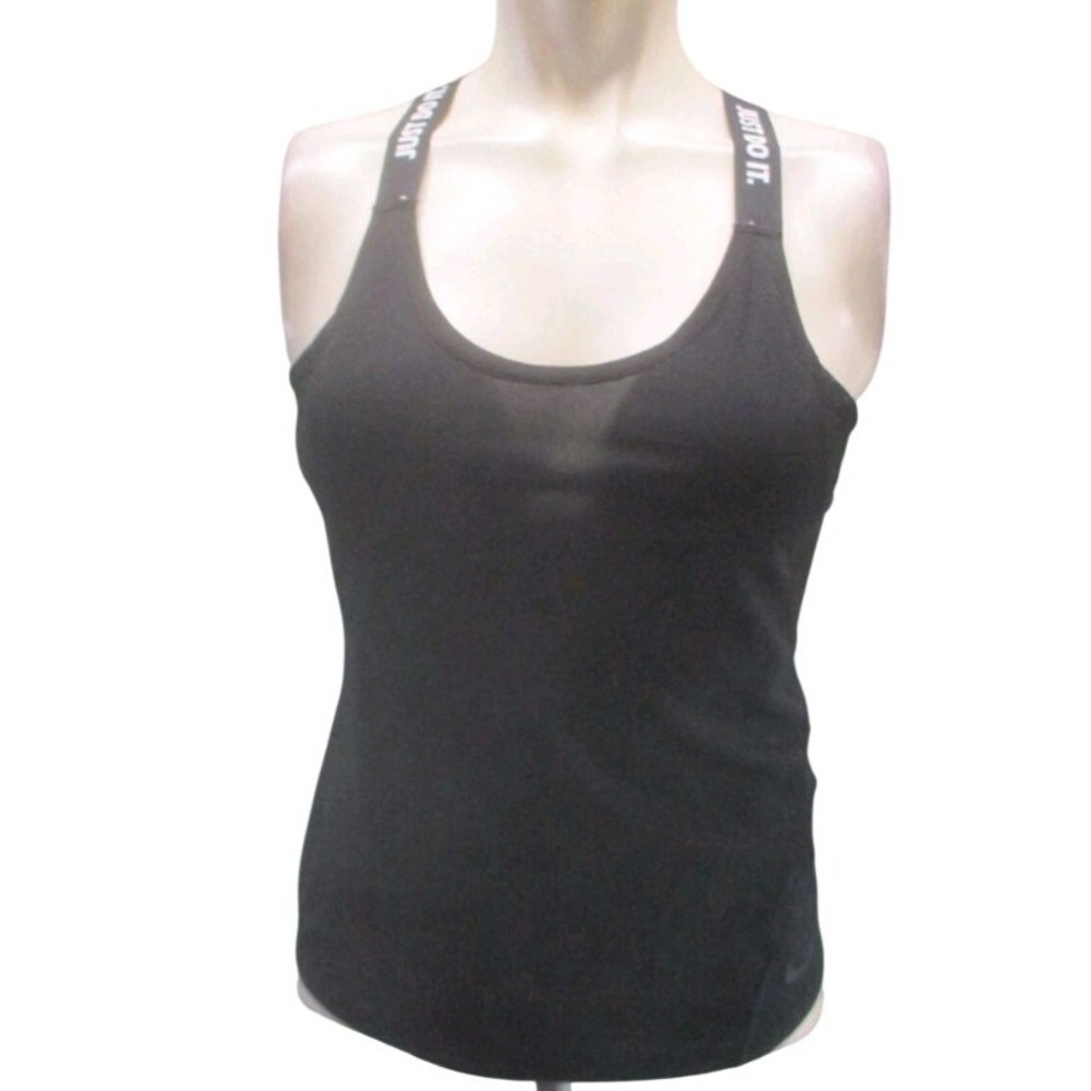 Nike Dri-FIT Just Do It Strappy‎ Crossback Tank Top Black Large Mesh Panels